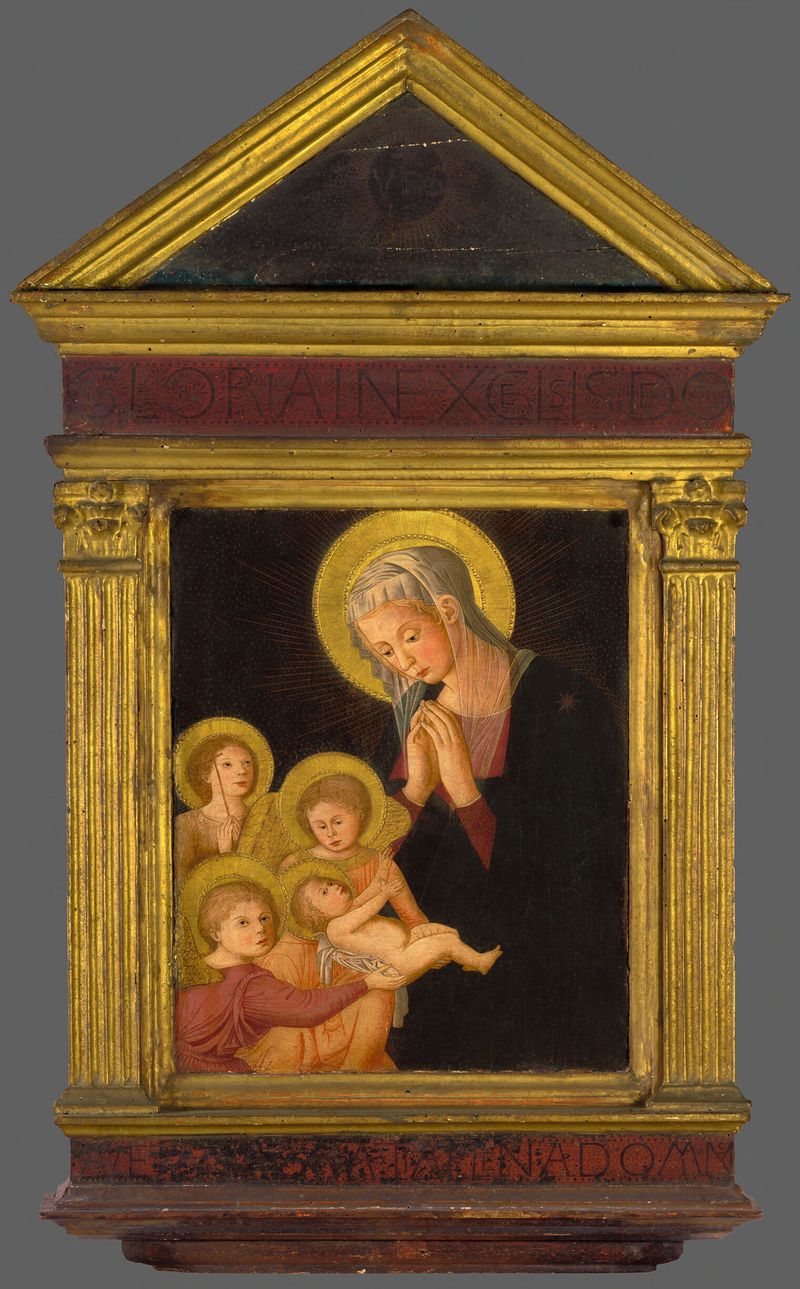 Virgin and Child with Saint John the Baptist and Angels, tempera on panel by Pseudo Pier Francesco Fiorentino