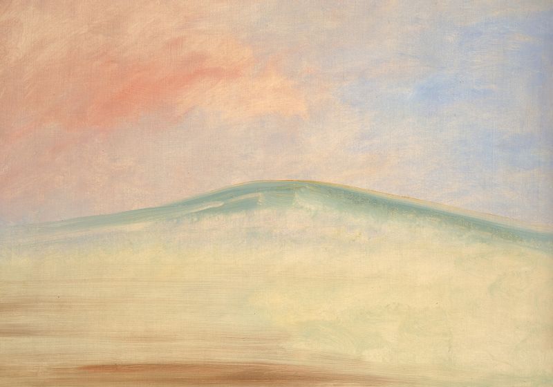 Landscape Background 3 de George Catlin, óleo de un paisaje sereno al atardecer