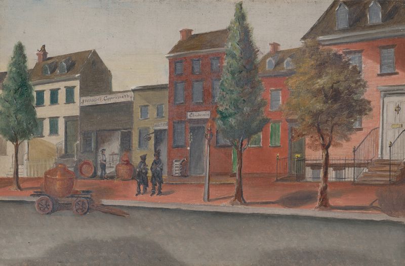 Chimney Sweeps by William P. Chappel, depicting weary children in an urban setting, oil painting