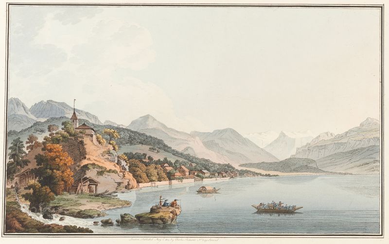 Paisagem com uma aldeia e um lago de Johann Ludwig Aberli, meio desconhecido.