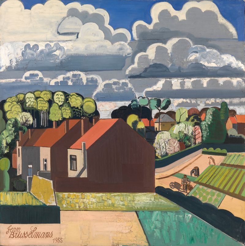Primavera de Jean Brusselmans, óleo que representa flores y vegetación vibrantes