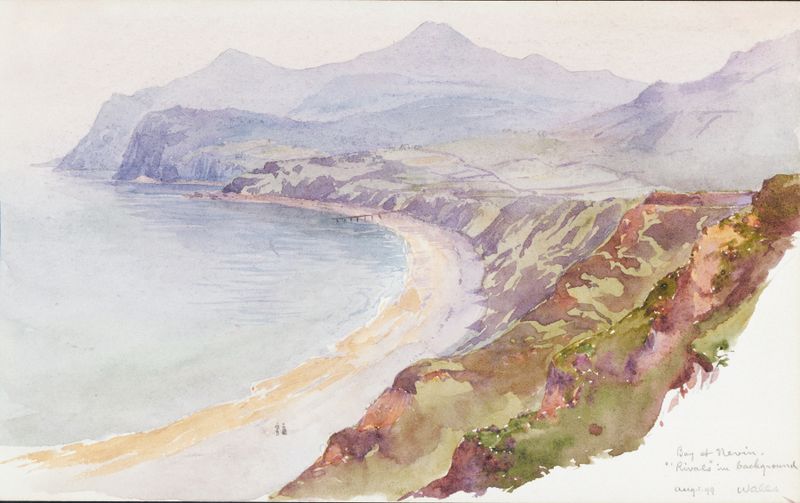 Seascape of Bay at Nevin, Wales by George Elbert Burr, oil on canvas