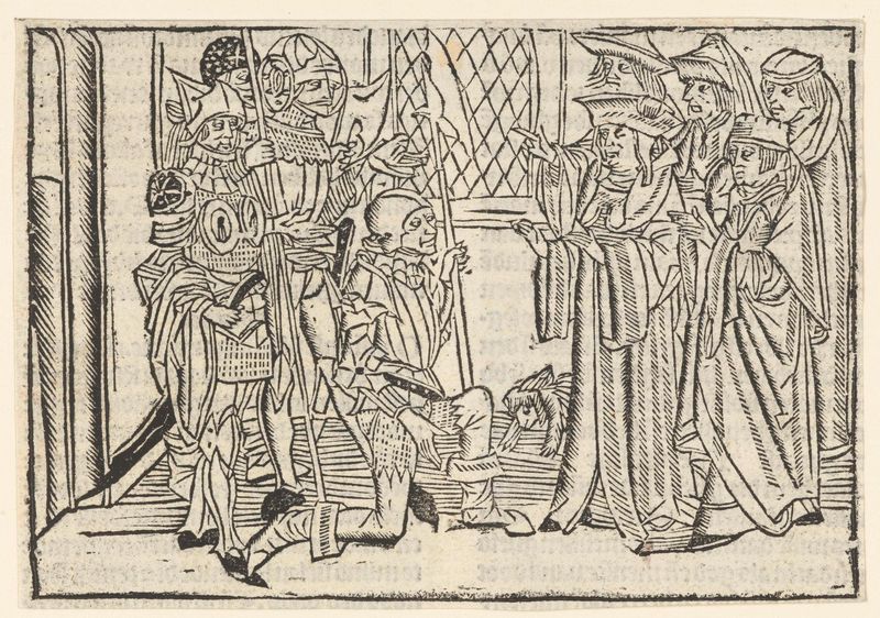 Soldaten berichten hoge priesters dat Christus is herrezen, paper by Master of Delft depicting soldiers conveying resurrection news.