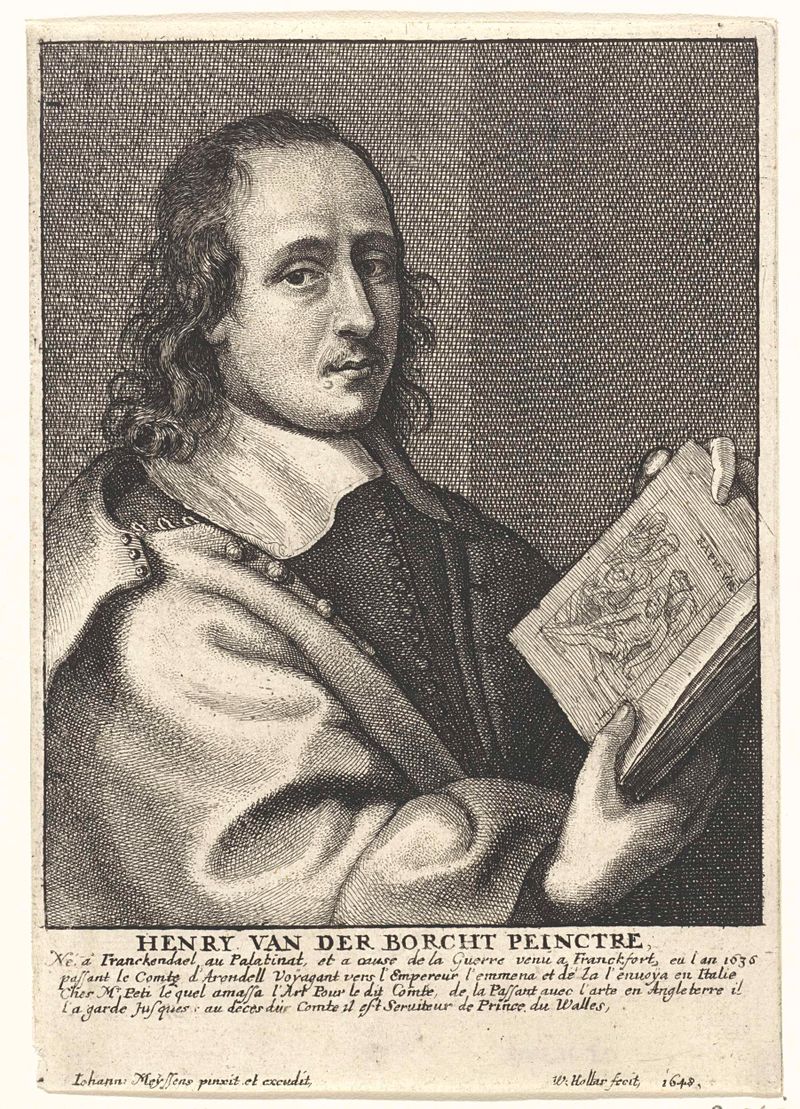 Grabado de Hendrick van der Borcht de Jonge por Wenceslaus Hollar