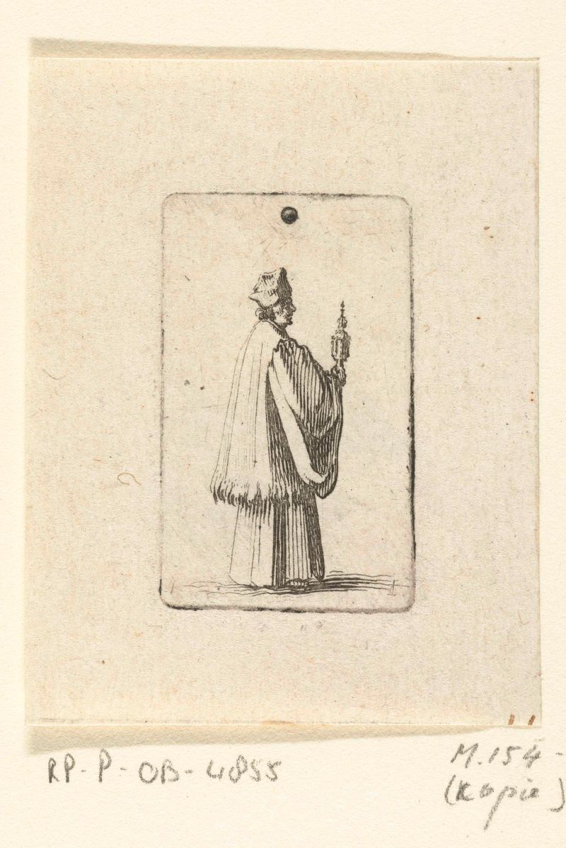 Grabado de Jacques Callot que muestra a un sacerdote sosteniendo un ostensorio