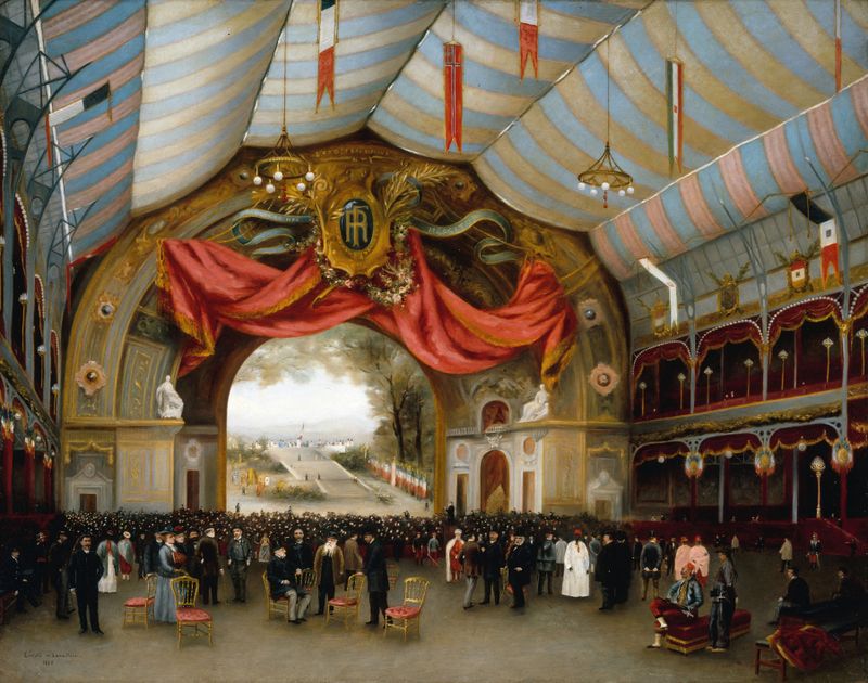 Cena histórica de celebração e música de Lavialle de Lameillère, 1890