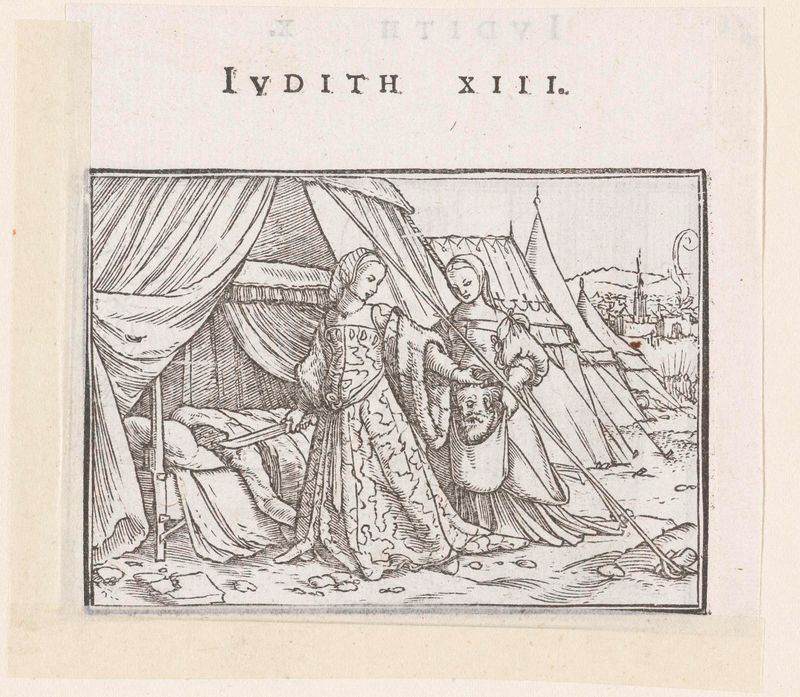 Judit geeft hoofd van Holofernes aan haar dienstmaagd by Hans Holbein, paper medium