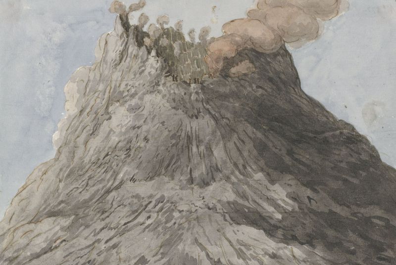 Krater van de Etna by Willem Carel Dierkens, oil on canvas depicting a volcanic landscape