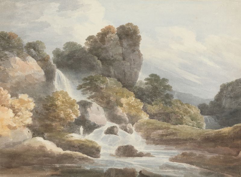 Vibrant waterfall in oil on canvas by Francis Nicholson