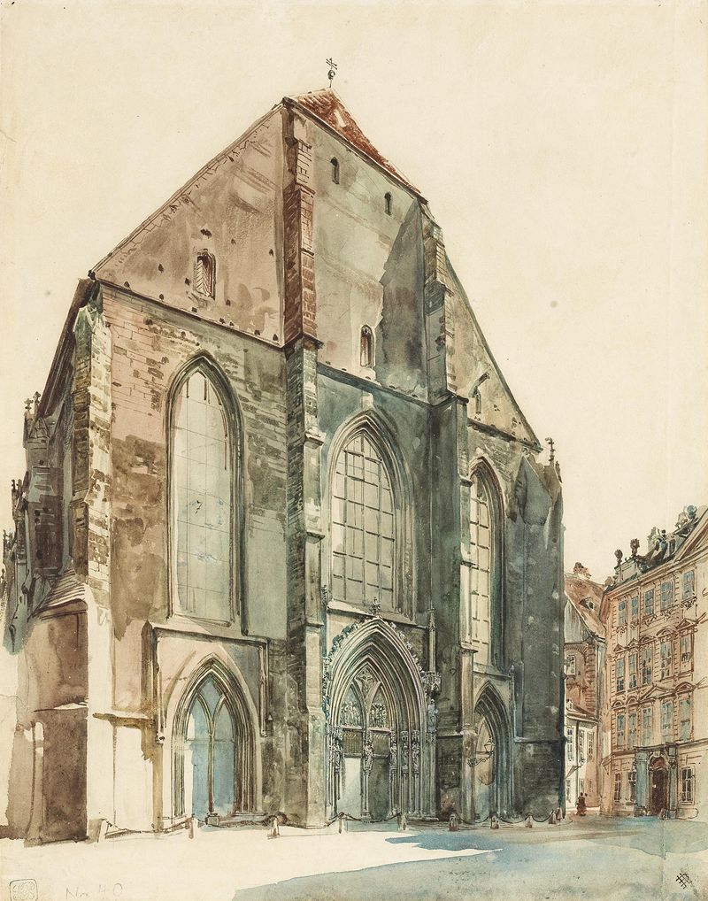 A Igreja Minorita em Viena, óleo sobre tela de Rudolf von Alt