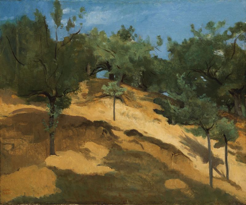 Manzanos en una colina, óleo sobre lienzo de Jean-Baptiste-Camille Corot