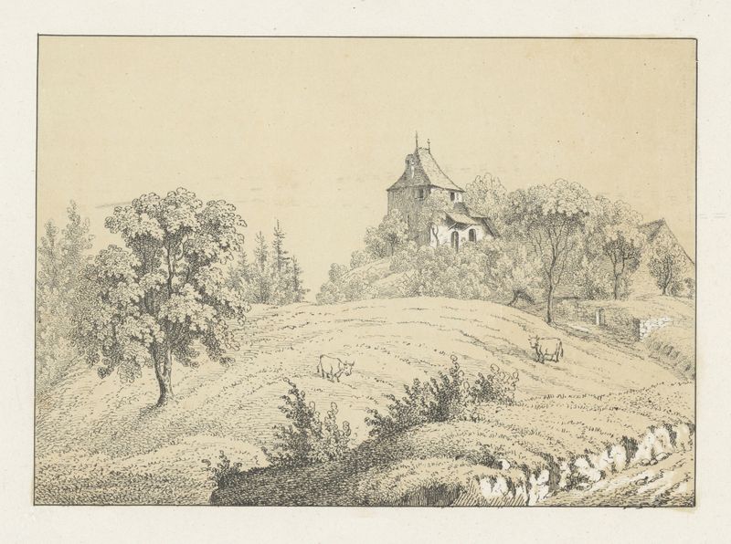 Paisagem que retrata a decadência com ricos marrons e verdes de Johann Friedrich Wagner