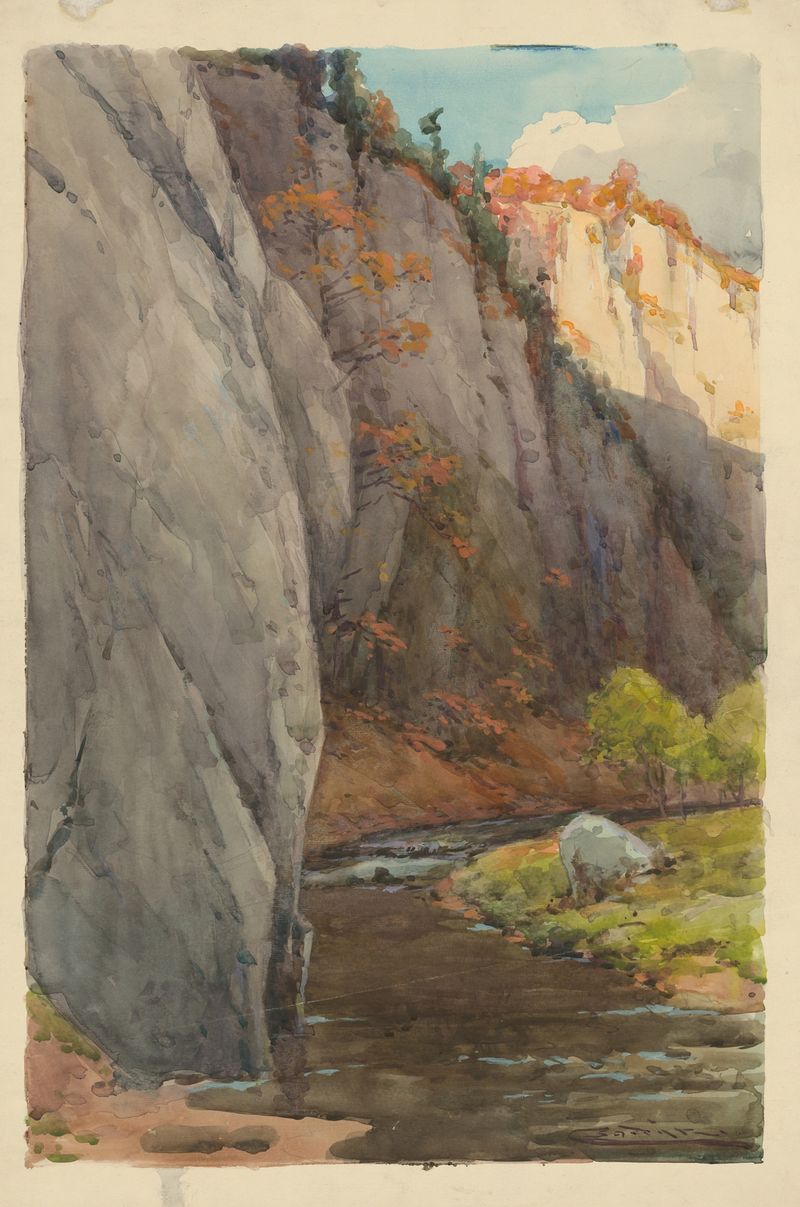 Paisaje con rocas y arroyo de Ľudovít Čordák, Expresionismo
