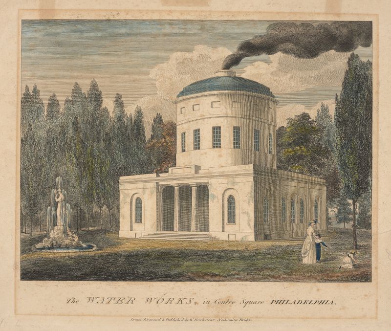 The Water Works by William Russell Birch, Colonial American architecture