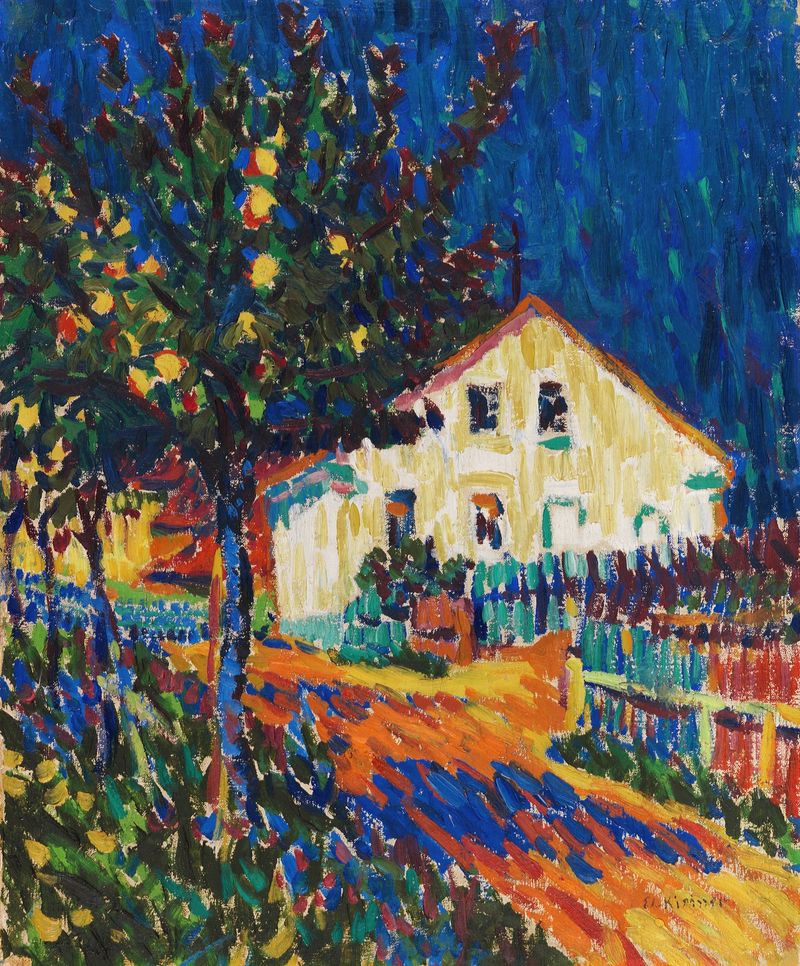 Dorfstraße mit Apfelbäumen, oil on canvas by Ernst Ludwig Kirchner