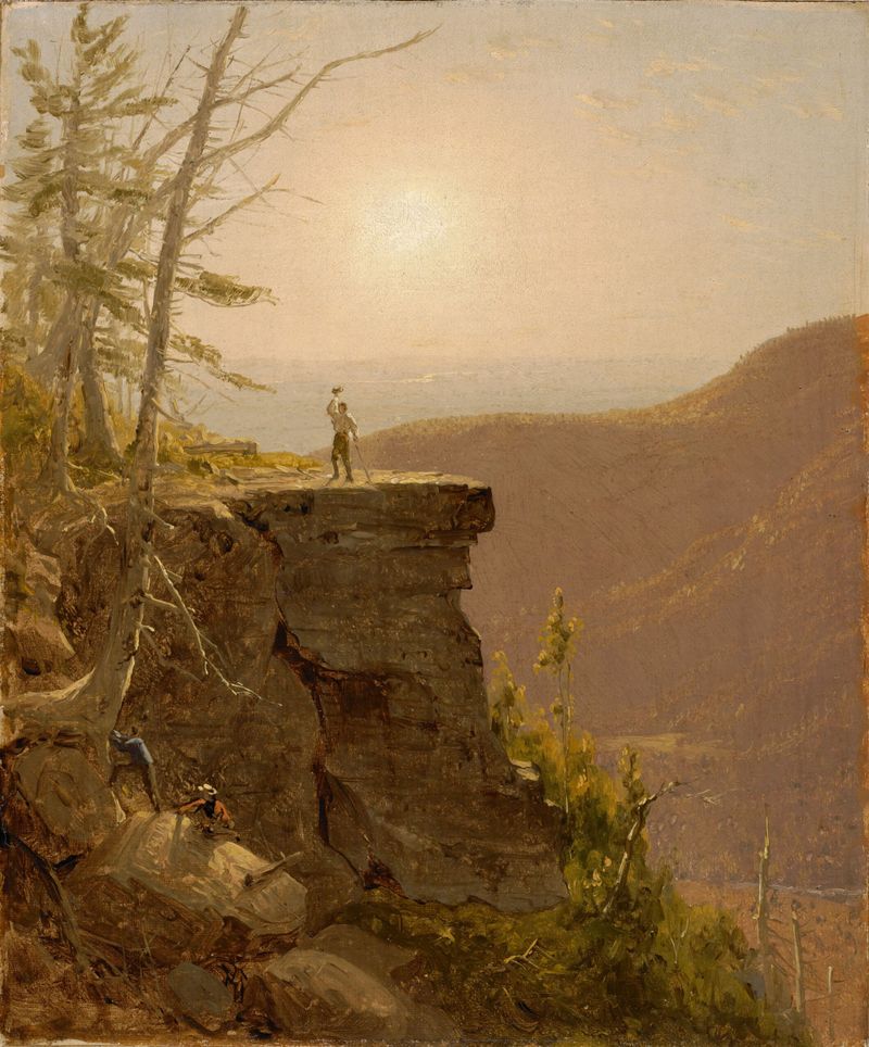 Oil painting by Sanford Robinson Gifford depicting hills, sunlight, and foliage.