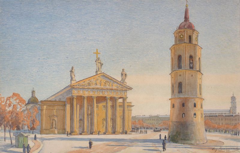 Neoclassical architecture of Vilnius Cathedral by Marcin Eugeniusz Kazimirowski