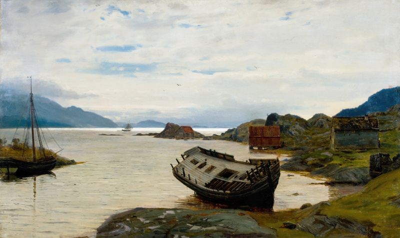 Retrato de uma jovem com luz dourada, pintura a óleo de Amaldus Nielsen